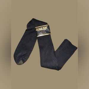 Gold Toe Decor Knit Black Dress Socks